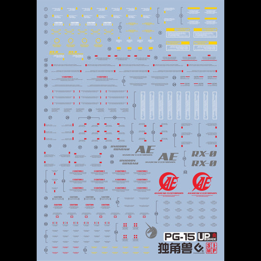 EVO Water Decal for PG Unicorn Gundam RX-0  Model Kits Accessories